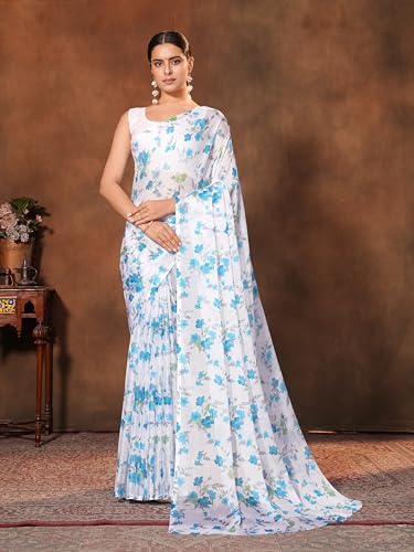 Image of Garden Vareli Floral Print Chiffon Saree