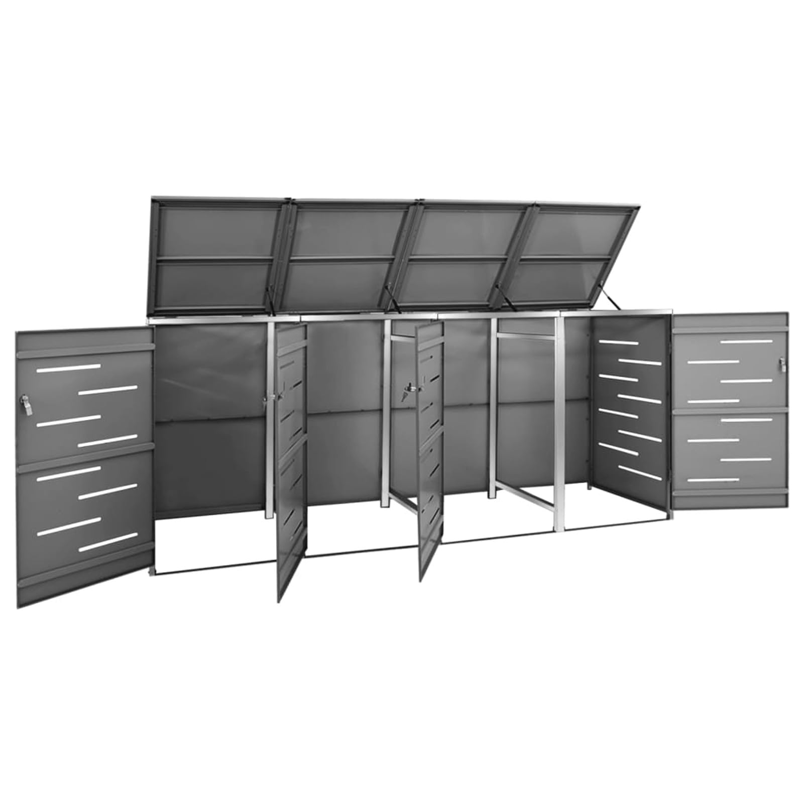 Gecheer Copribidone per Spazzatura, Copribidone da Giardino in Acciaio Inox, 276.5x77.5x112.5 cm, per Esterno, Giardino, Patio