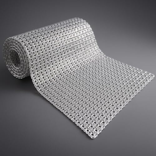 Funkelndes Strass-Netzband, Dekoband Silber, Tischläufer für Eventdekorationen, Hochzeitstorten, Geburtstage, Babypartys, Kunst und Handwerk (Silber, 150x25 cm)