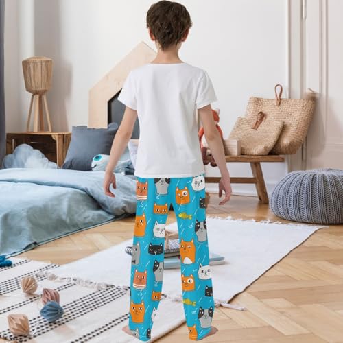 Boy's Pants Funny Colorful Sad Cat Water Jogger Pants Elastic Waist Long Bottoms Trousers with Pockets 6-14 Years3