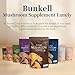 Bunkell Mushroom Coffee, Adaptogenic 6 Mushrooms with Lion's Mane, Reishi, Cordyceps, Shiitake, King Trumpet & Turkey Tail, Instant Coffee Powder for Energy, Digestion & Immune Support, 30 Servings