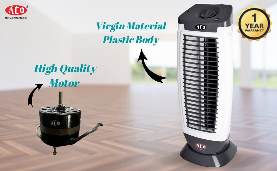 Image of ACO Jumbo A-103-P Tower Fan with 25 Feet Air Delivery | High Speed | 120 Body Oscillation from Base | Anti Rust Body (White)