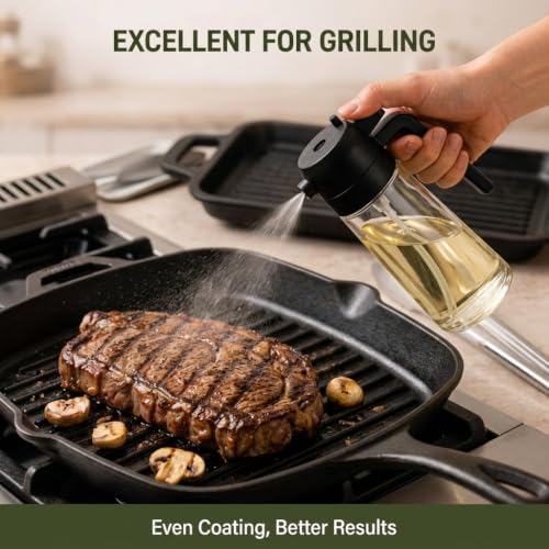 Image of 2-in-1 Glass Oil Dispenser & Sprayer | 500ML| Leak-Proof | For Air Fryer, Salad, Black