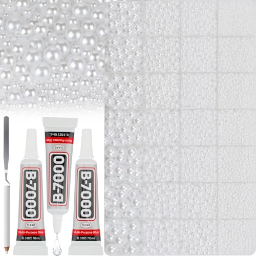 18000 Pcs White Flatback Pearls Beads for Crafting Crafts Decor Bedazzling 2-10mm Half Flat Back Pearls Faux Decorative Rhinestones Diamond Bedazzle Gems for Decorations Shoes Clothes Kit B7000 Glue