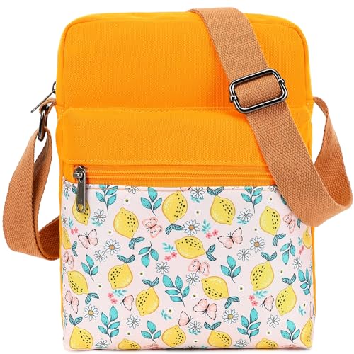 H HIKKER-LINK Fruit Crossbody Bag and Purse Casual Lemon Canvas Shoulder Bag for Women Messenger Bags Orange