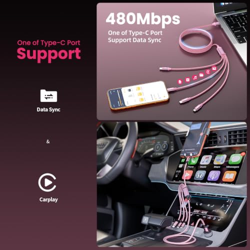 Image of 4 in 1 Multi Charging Cable, 2Pack 5FT Charging Cords for Multiple Devices