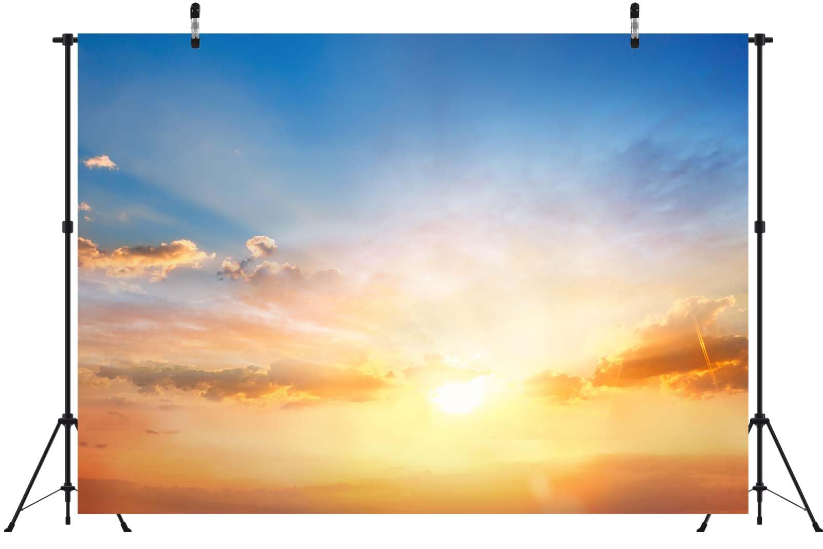 BELECO 3x2.5m Telo Sfondo cielo dorato tramonto nuvole chiare, decorazione universale per fotografie ed eventi sociali