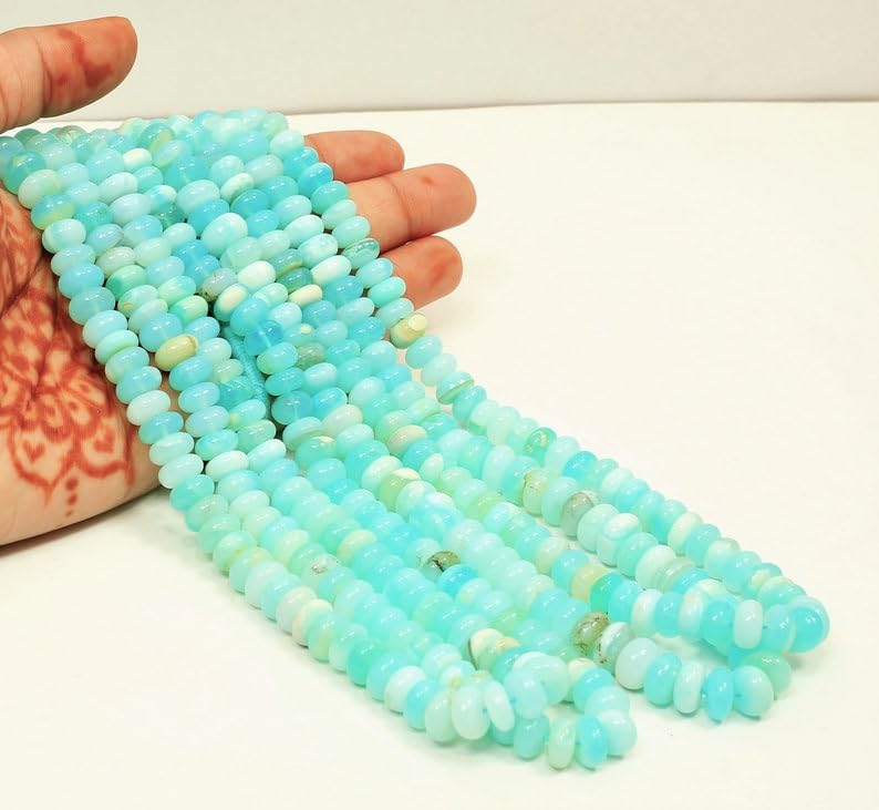 Perles opale bleue pour fabrication de bijoux personnalisés, cadeau fait main à offrir