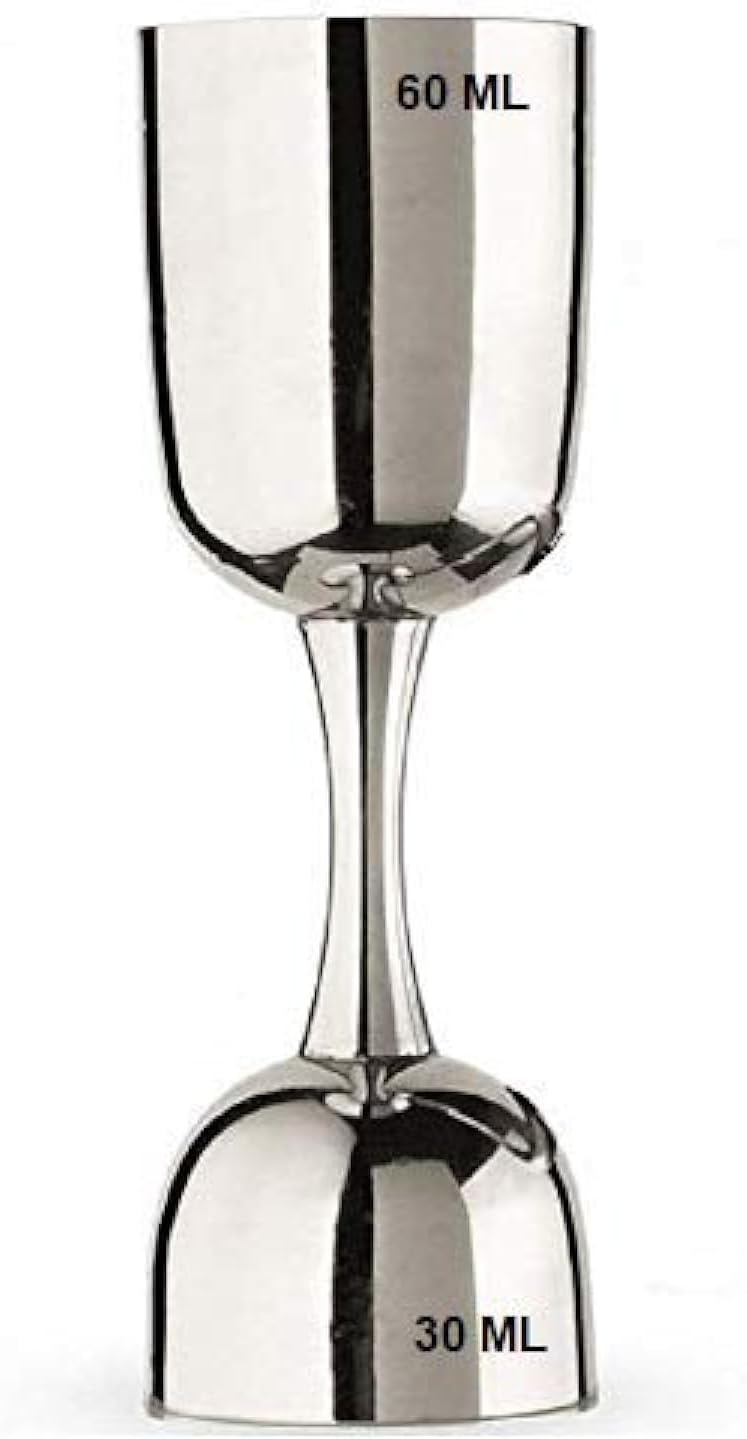 Rudra Exports Rengvo Premium Peg Measurer Jigger 30 & 60 ml, Cocktail Jigger, Shot Glass, Drink Measuring Bar Tool Double Side Jigger - Limited Edition (Silver)