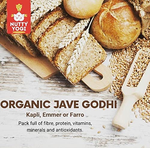 Image of Nutty Yogi Organic Khapli Flour Atta - 800gm x 3 | Whole Grain High Fiber Flour for Chapati, Roti, Bread & Healthy Baking | Low-Gluten Wheat Flour | High Dietary Fiber for Easy Digestion | Khapli Atta
