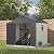 Patiowell 8 x 8 FT Plastic Outdoor Storage Shed with Floor, Resin Shed with Window and Lockable Door for Garden, Backyard, Tool Storage Use, Easy to Install in Beige (Kick-it Shed)