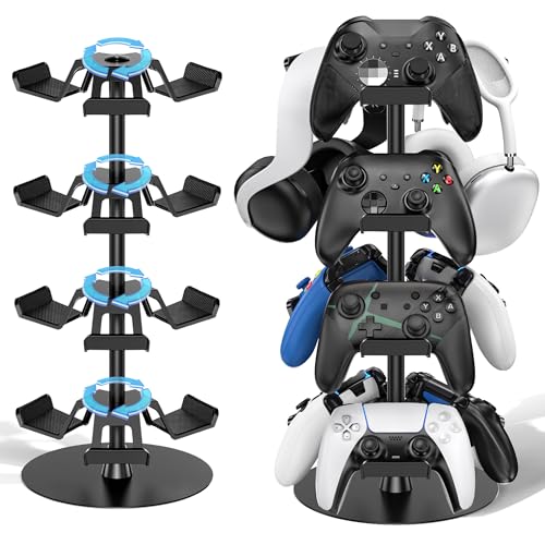 Kosker Support Casque Gamer, Support de Manette Conception Symétrique à 3 Couches Jusqu’à 9 Rangement de Manetes, Support Casque Bureau à 360 Degrés et...