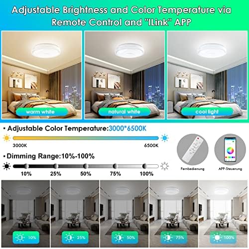 30W LED Ceiling Light fixtures with Remote Control and APP,RGB Music Ceiling Light with Bluetooth Speaker Modern Lamp Ceiling Colour Changing for Bedroom Living Room Kids Room 3 51FgDD3vyoL. AC