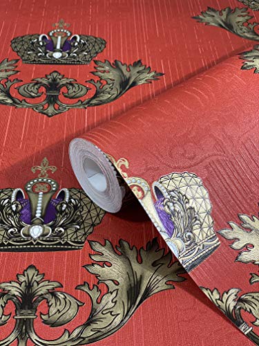 marburg Tapete Rot Gold Krone Klein Verzierung Dezent Klassisch Kollektion Glööckler Imperial Schlafzimmer Wohnzimmer oder Küche Made in Germany 10,05m X 0,70m 54856 BEKANNT AUS DEM TV! marburg Tapete Rot Gold Krone Klein Verzierung Dezent Klassisch Kollektion Glööckler Imperial Schlafzimmer Wohnzimmer oder Küche Made in Germany 10,05m X 0,70m 54856 BEKANNT AUS DEM TV!