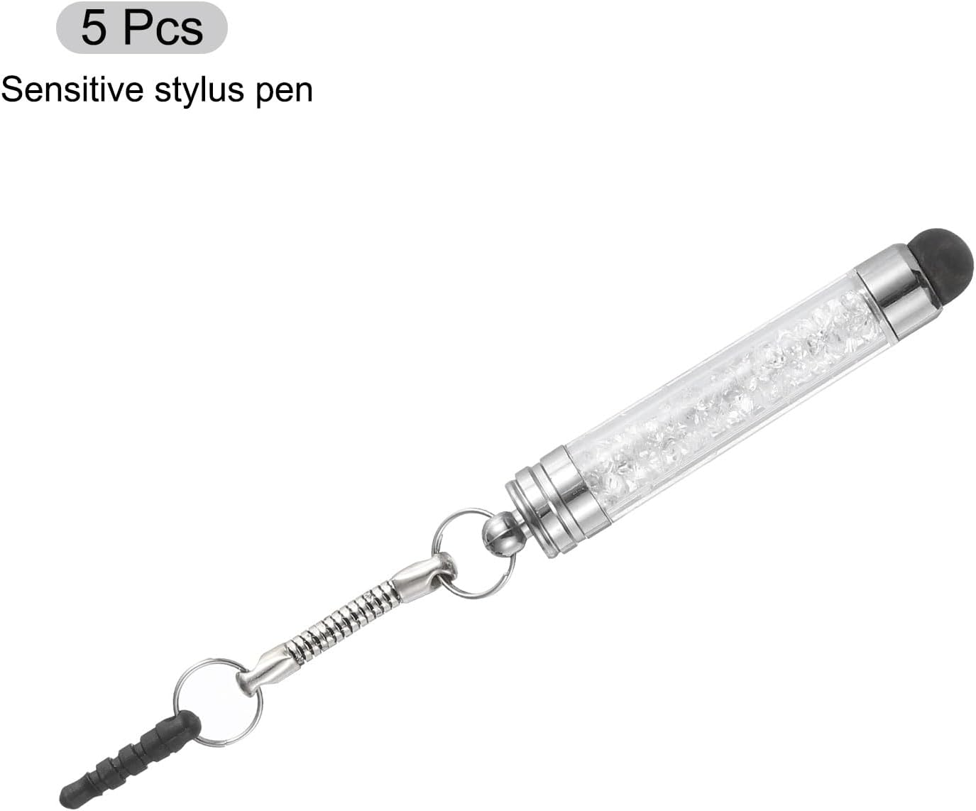 MECCANIXITY 5pcs Stylus Pen for Touch Screens Mini Crystal Diamond Capacitive Pens for Universal All Touchscreen Devices, White image 3