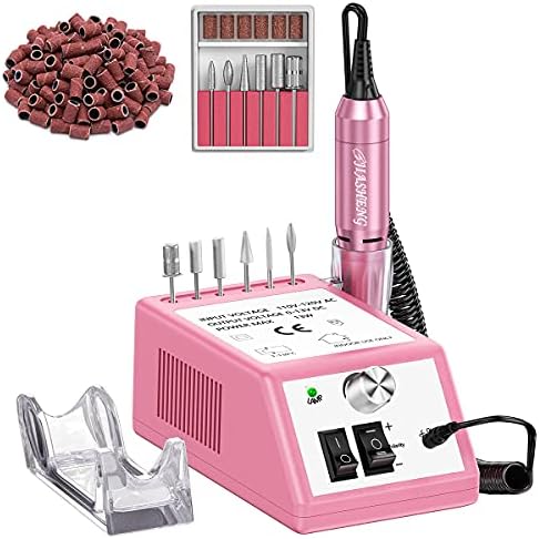 20000 Electric Nail Drill Professional Nail File Drill Acrylic Nails Kit for Manicure Gel Nail Polish Remover with 1 Pack of Sanding Bands(Pink)
