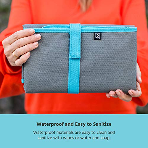 Image of J.L. Childress Full Body Portable Changing Pad for Babies - Diaper Changing Mat for Travel, Baby Accessory Essentials, Wipeable & Water-Resistant, Foldable & Compact, Padded, Extra Large - Grey /Teal