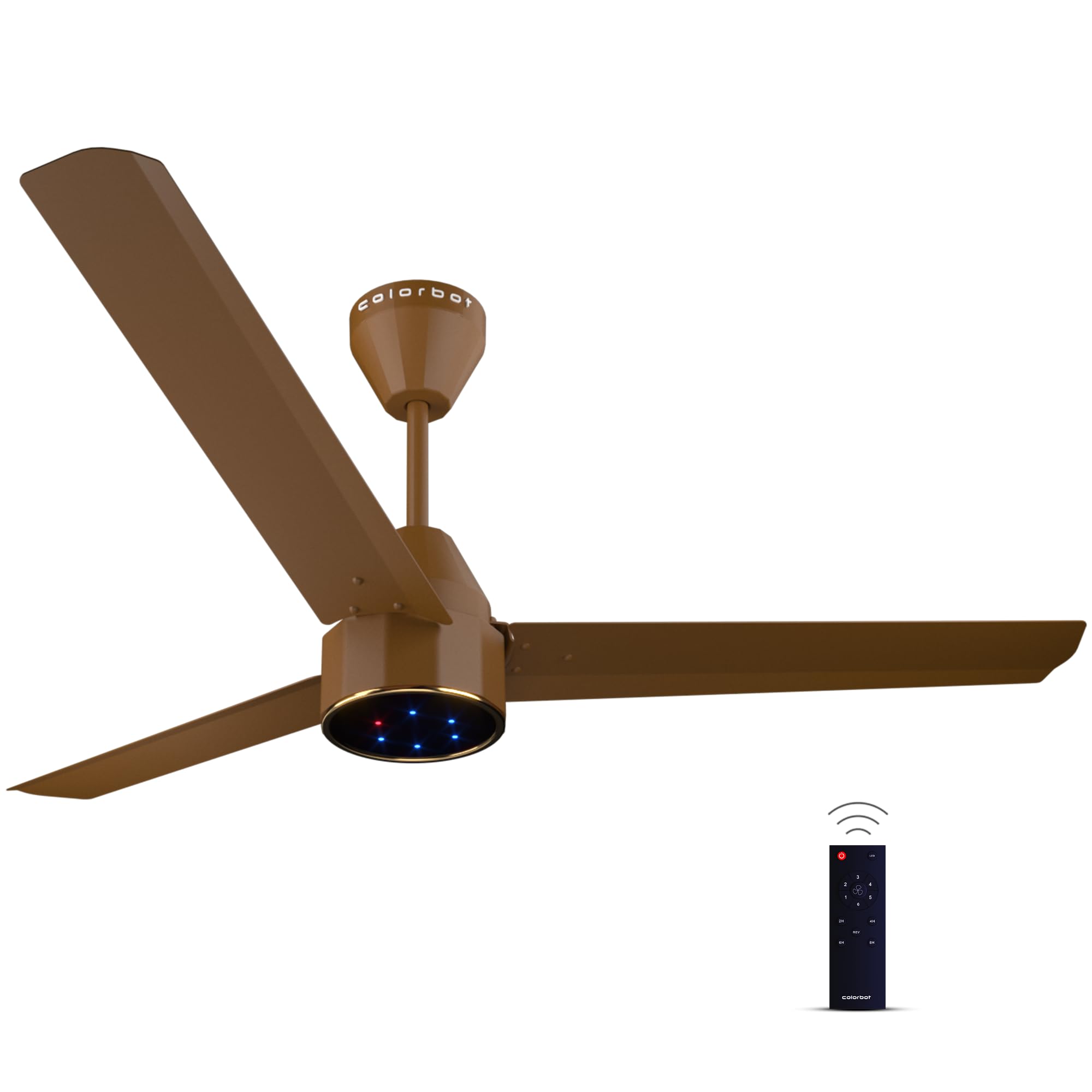 Colorbot Knoxx BLDC Ceiling Fans 1200mm | BEE 5 Star Rated Power Saver | AeroQuiet+ Technology | 370 RPM | Remote Control (Boost, Timer, LED, Reverse Mode) | 4 Years Warranty (Caramel Brown) discount deal