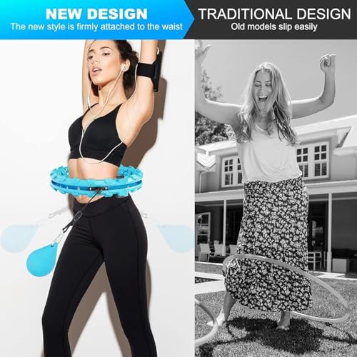 Image of Adjustable Weighted Hula Hoop for Adults - Fitness Exercise Hoop for Weight Loss, Waist Training, Core Strength, Home Workout, and Fun Exercise