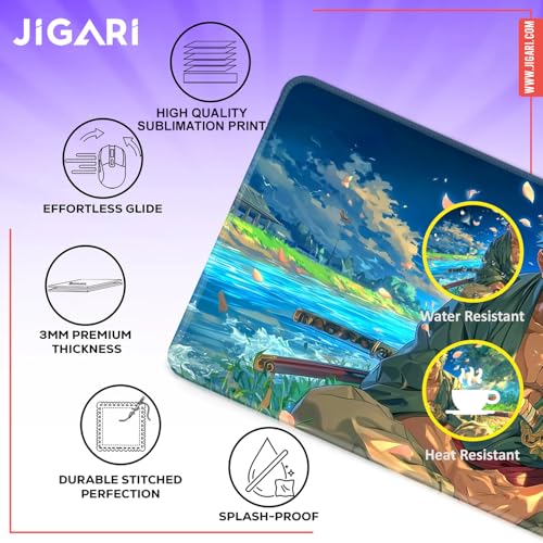Image of Anime Theme Printed XL Extended Stich Edge Mousead | Smooth Surface Gaming Mousepad with Anti-Slip Rubber Base | 3mm Thick - 11 x 23 Inch (One Piece (P102))