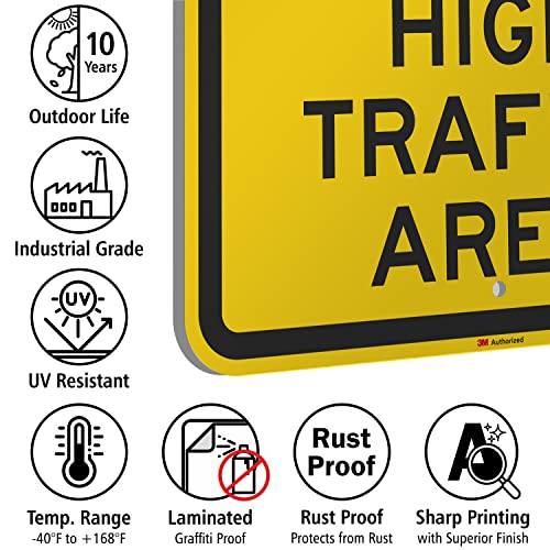 SmartSign 3M Engineer Grade Reflective Sign, Legend "Slow High Traffic Area" with Graphic, 24" High X 18" Wide, Black on Yellow by SmartSign - Image 5