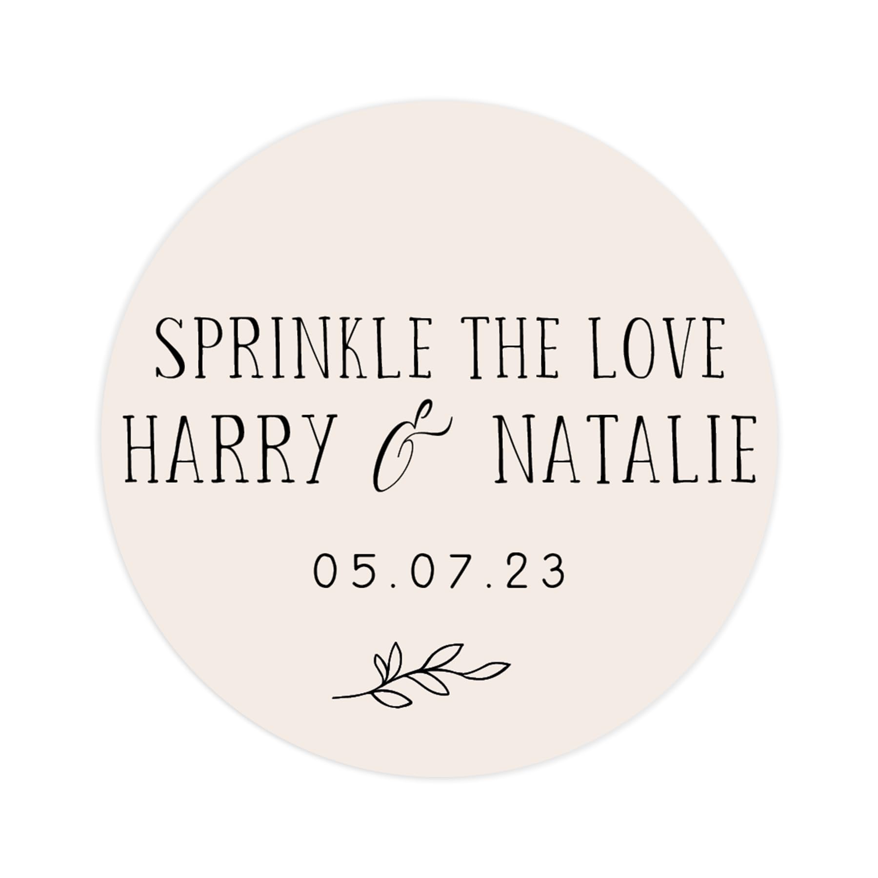 Personalised sprinkle the love wedding stickers | wedding labels | favor sticker | wedding favors thank you stickers | 35 round stickers - per sheet (Champagne)