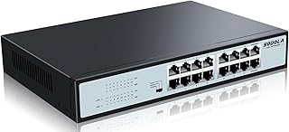 16 Port Gigabit Ethernet Switch | Desktop/ 1U Rackmount | QoS Priority| Plug & Play | Shielded Ports | Metal Housing | Fanless Design|Unmanaged Network Switch