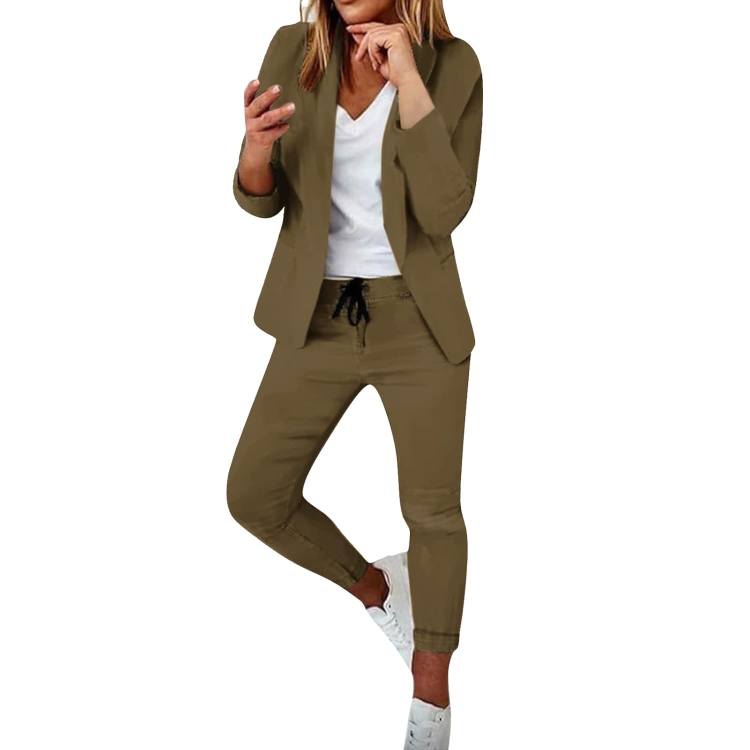 Blazer For Women Business Casual With Pockets Two Piece Sets Pants Jacket Suits Dressy Elegant Work Outfits Set