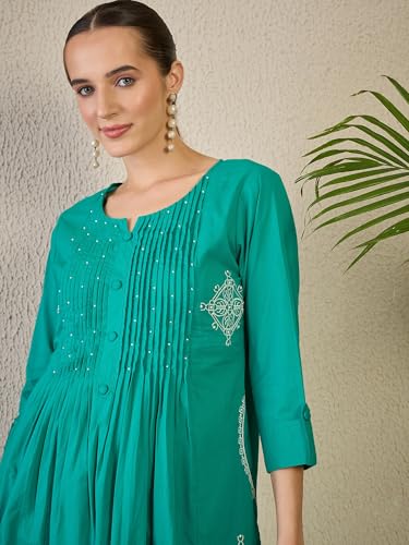 Image of INDO ERA Women's Cotton Ethnic Co-Ord Set | Kurta Pant Set | Stylish Cotton Suit Set for Women,11685 | Co Ord Set For Women Stylish |