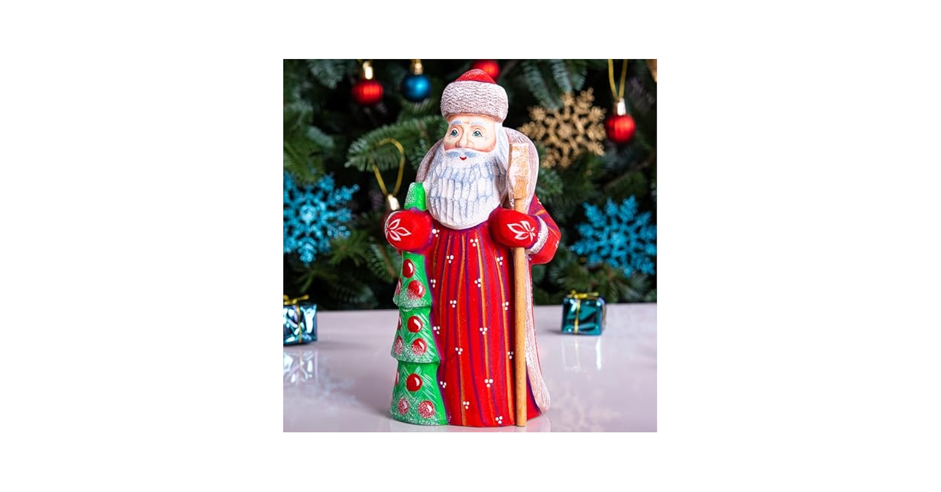 ドイツ工芸品 サンタとシカのギフトBOX 木製 木彫り クリスマス
