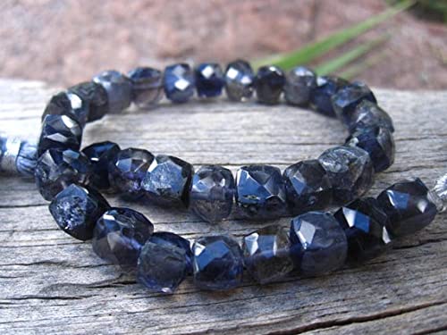 Perles de iolite cubiques 6mm LKBEADS avec perçage central pour enfilage précis de gemmes