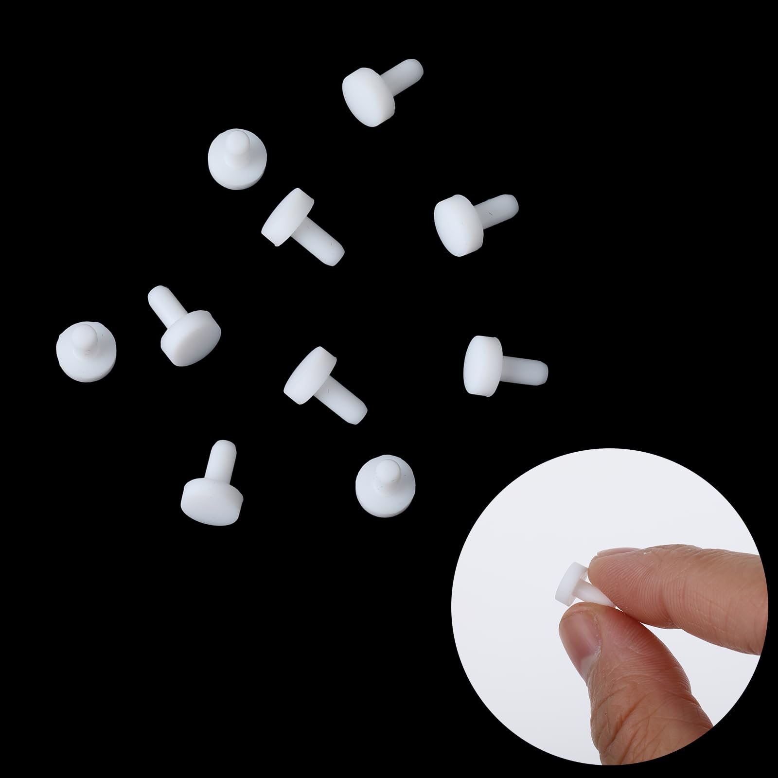 100 PCS 3mm Rubber Hole Plugs White Hole Cover Caps Rubber Screw Holes Plug Round Button Plug White Soft Screw Holes Cover for Cabinet Cupboard Shelves Plate Furniture Hardware(0.9×0.7×0.3 cm) - Image 3