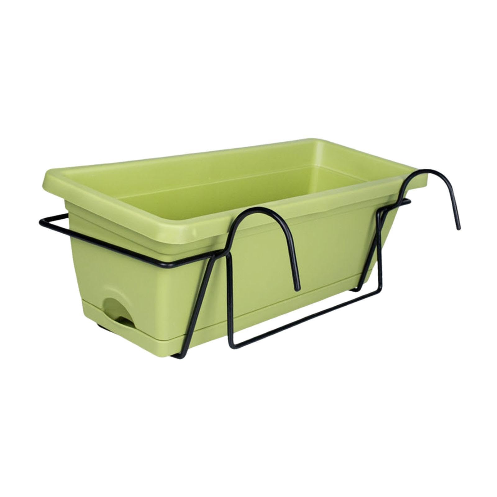 QIXCXAZ Hanging Railing Planter Flower Pot Vase Basket Conveniently Add Flowers And Plants To Balconies With Smart Watering Solutions Vegetable Planter Flower, green