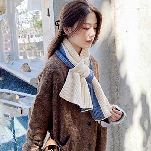 Winter Knitted Scarf Women Two-Color Rib Knit Keyhole Pull-Through Scarves Soft Cute Neck Warmer Collar Neckerchiefs2