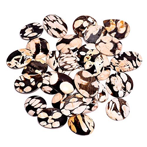 Gemkora 100 Carats, Natural Peanut Wood Jasper Gemstone Cabochons Wholesale Lot For Jewelry Making, Loose Gemstone, Polished Specimen, Diy, Wire Wrapping, Healing Crystals, Bulk Gemstone Deal #TOP1