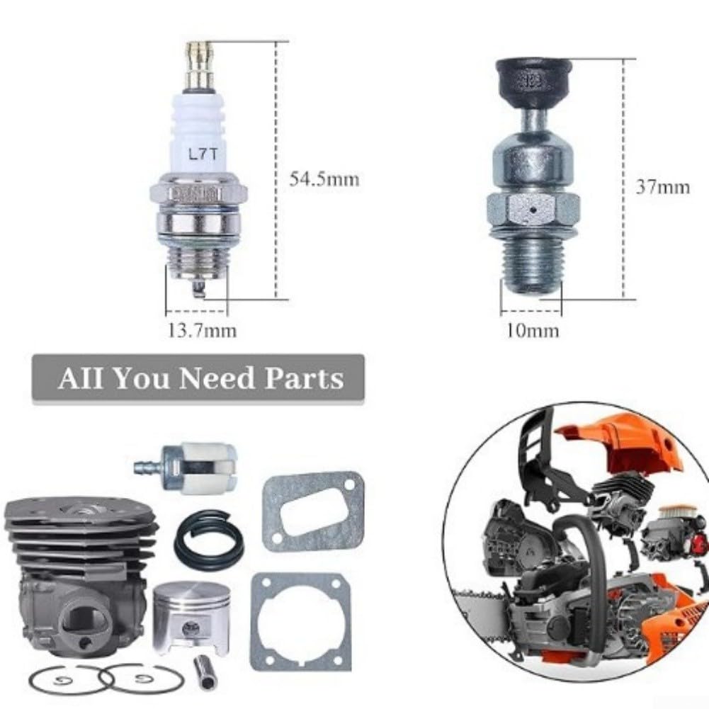 Kit de cilindro de 45 mm para pistón Fit 353 351 350 346XP Motosierra Big Bore Piezas de repuesto Juego de reparación de motor de aleación con válvula de descompresión