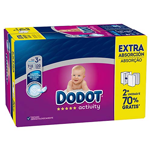 Dodot Activity Pañales Talla 3+, 120 Pañales - 7 kg - 11 kg