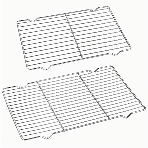 CUESVAP 2 Sizes Cooling Rack, Stainless Steel Baking Rack for Cookies/Oven Roasting/Grilling, 15.7×10.7in&12.2×7.9in, Dishwasher Safe