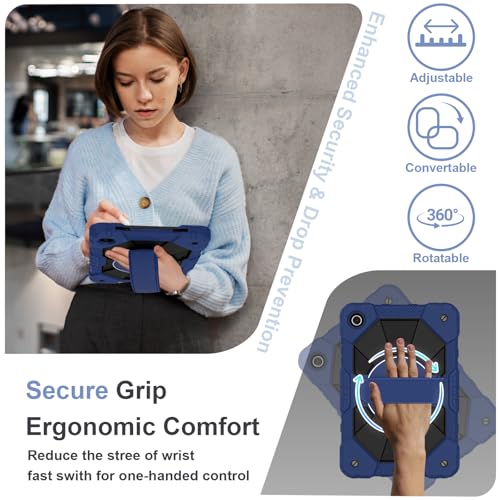 Image of Nitupai for Galaxy Tab A11+ Plus / A9+ Plus Case 11 Inch 2025 /2023, Navy | Rugged Galaxy Tab A11+ Case Samsung A9 Plus Tablet Cover with 360 Rotating Stand Hand Strap Shoulder Strap Screen Protector