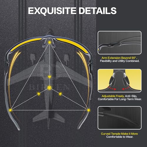 Image of BIRCEN Night Vision Glasses for Driving: Anti-Glare Metal Glasses for Men