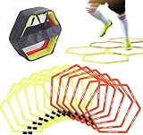 Japard Hex Agility Rings for Speed Training & Agility Footwork Training Speed Hurdles Ladder with Carrying Bag (12 Rings)