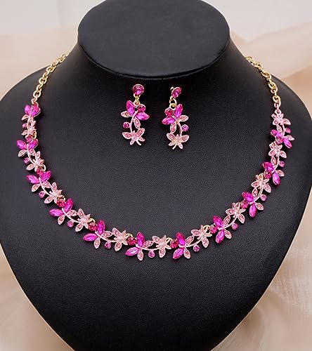 Elegant Butterfly Crystal Wedding Jewelry Sets for Women Brides Bridal Choker Necklace Earrings Bracelet Prom Formal Costume Accessories3
