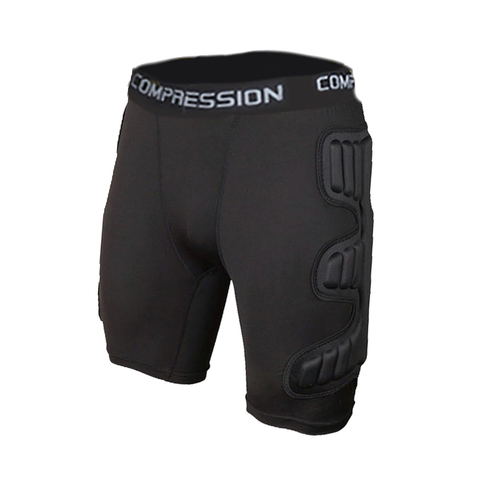Perfeclan Short de Gardien de But, Short de Protection avec Coussinets Cuisses, Pantalon Rembourré Anti-Chocs, Respirant, Ceinture Élastique Ajustable, pour Football et Rugby