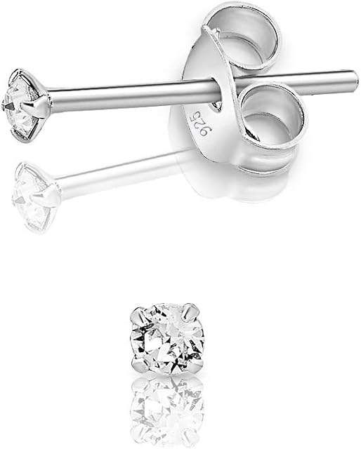 DTPSilver - 925 Sterling Silver * TINY * Round Stud Earrings made with Glittering Crystals from Swarovski® Elements - Diameter: 2 mm - Many Colours to choose from