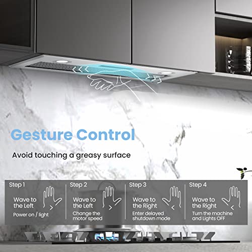 Comfee' Range Hood 27 inch, Built-in/Insert Vent Hood 450 CFM, 3 Speed Gesture Sensing & Touch Control Panel Stainless Steel Kitchen Stove Hood, Ducted/Ductless Convertible Duct by COMFEE' - Image 2