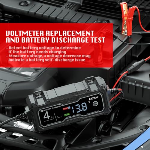 Car Battery Charger 4-Amp, 12V Battery Charger Automotive, Trickle Charger for Car Battery - Smart Fully Battery Maintai - Additional View
