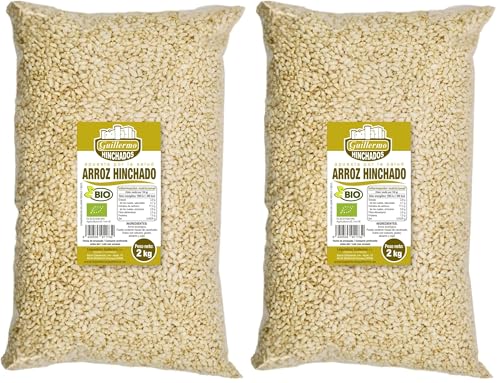 Guillermo | Arroz inflado BIO - Bolsa 1 kg. | 100% ecológico | Gran cantidad de antioxidantes | Ayuda en el proceso digestivo (Paquete de 2)