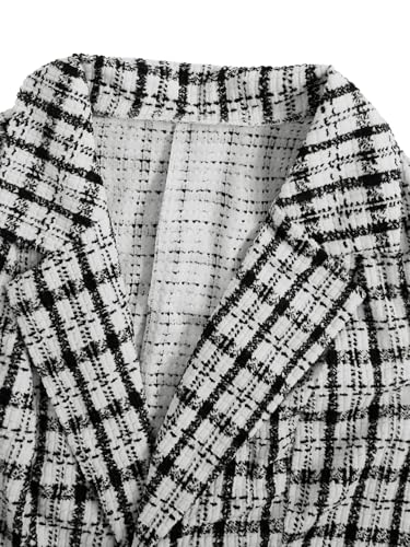 Women's Plus Size 2 Piece Outfit Plaid Lapel Collar Open Front Blazer Vest and Mini Skirt Work Set3