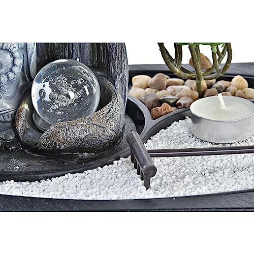 DKD Home Decor Gartenbrunnen aus Kunstharz, Weiß, Schwarz, Grün und Grau, 29 x 21 x 22 cm, 2 Stück