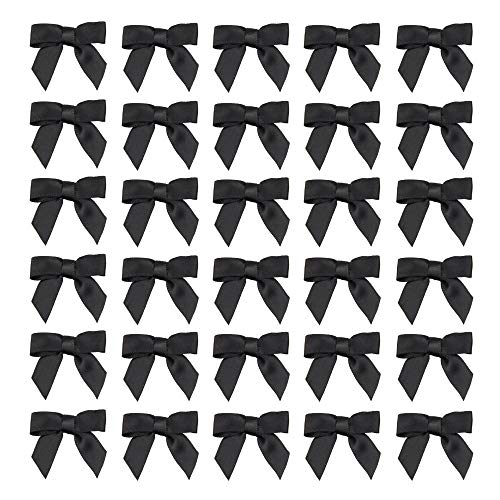Image of 50pcs Boutique 1.5 inch Black Satin Ribbon Mini Bows for Craft Sewing Scrapbooking Wedding and Gift Wrapping